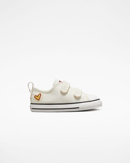 Girls' Converse Chuck Taylor All Star Easy-On Hearts Low Top Shoes White / Dark Red | AU 4E0C1G